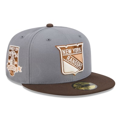 New York Rangers New Era Wood Tones 59FIFTY Fitted Hat - Charcoal/Brown