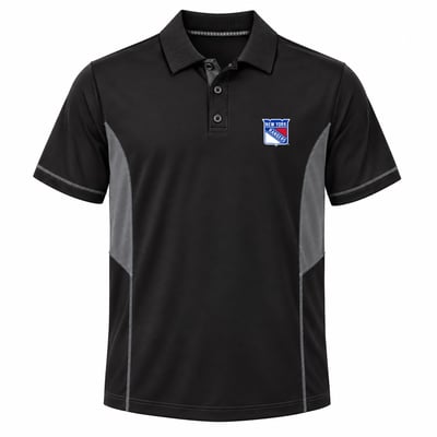 New York Rangers Profile Big & Tall Color Block Panel Polo - Black/Charcoal