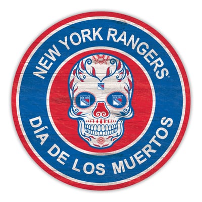 New York Rangers 12" Sugar Skull Circle Sign