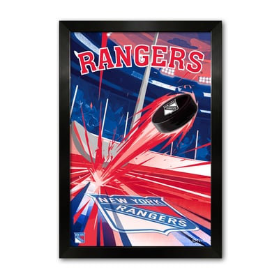 New York Rangers 27" x 39" Framed Hockey Puck Blast Art Print