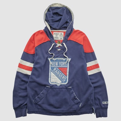 New York Rangers CCM 2010s Hooded Pullover Sweatshirt - Navy - S by Fanatics Real Vintage