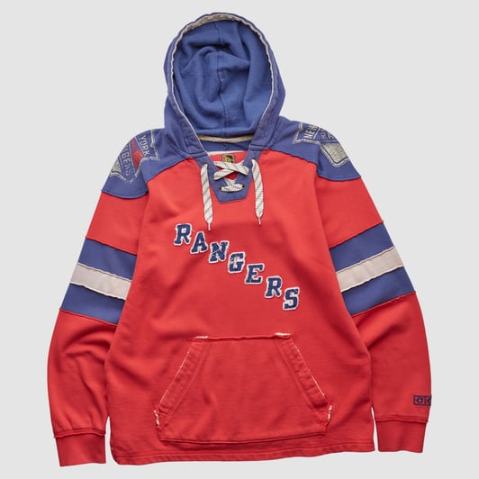 New York Rangers CCM 2010s Hooded Pullover Sweatshirt - Red - M by Fanatics Real Vintage