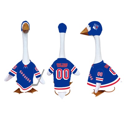 New York Rangers Gameday Porch Goose Statue & Team Uniform Set