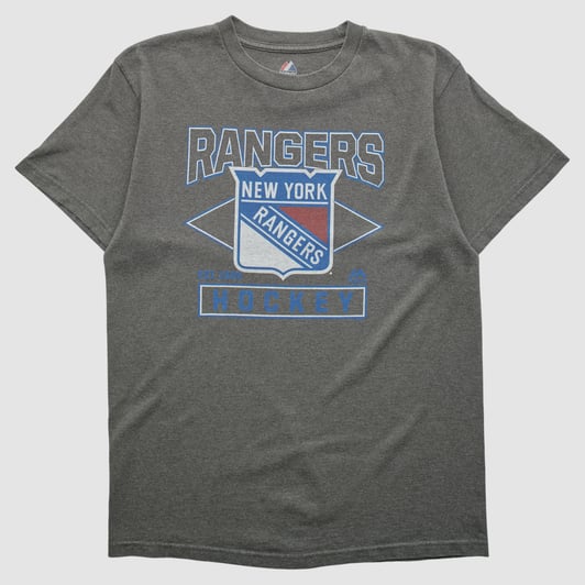 New York Rangers Majestic 2010s T-shirt - Dark Heather Gray - XS by Fanatics Real Vintage