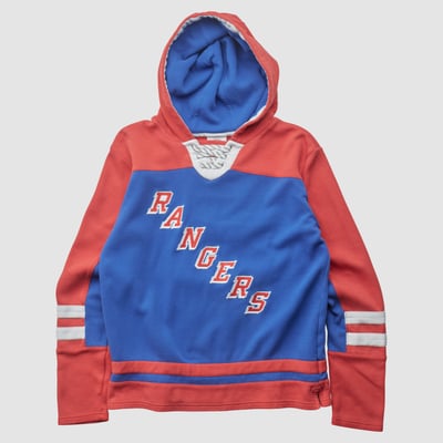 New York Rangers NHL 2010s Hooded Pullover Sweatshirt - Red - Yth L by Fanatics Real Vintage