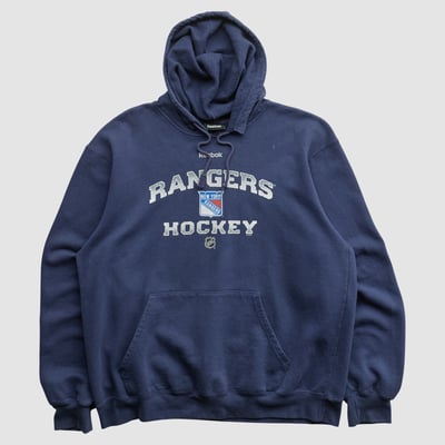 New York Rangers Reebok 2000s Hooded Pullover Sweatshirt - Navy - L by Fanatics Real Vintage