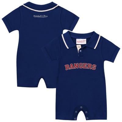 New York Rangers Mitchell & Ness Newborn & Infant Retro Roots Rugby Romper - Navy