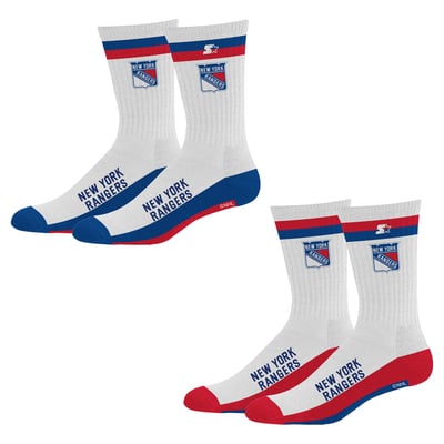  New York Rangers Starter Unisex Two-Pack Stripe Top End Crew Socks