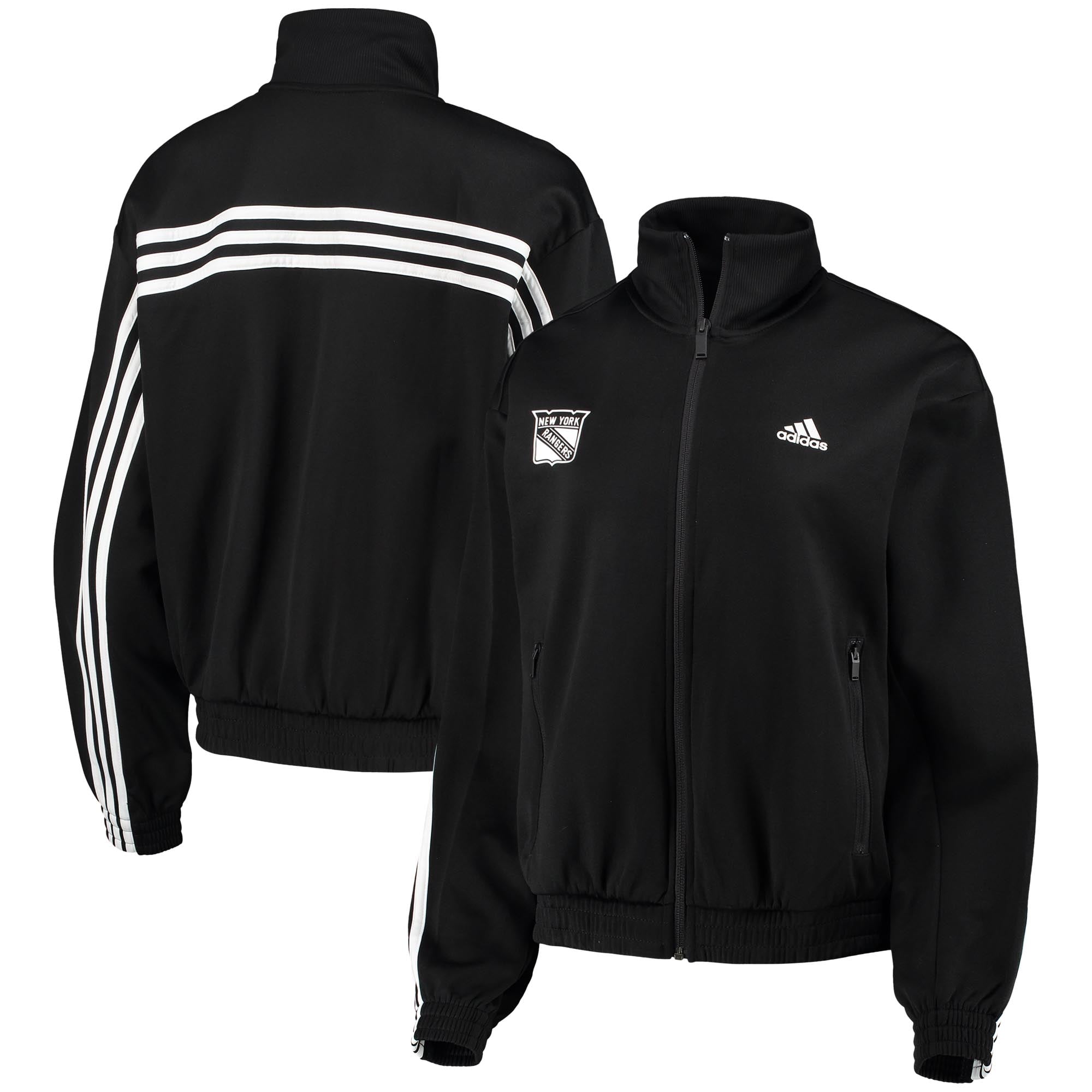 Women's New York Rangers adidas Black Snap Full-Zip Jacket