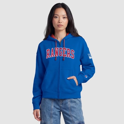 New York Rangers Champion Women's Applique Full-Zip Fleece Hoodie - Blue/Red