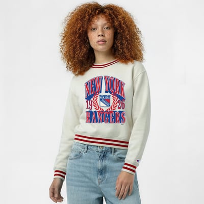  New York Rangers Champion Women's Bold Laurels Reverse Weave Yarn Sweatshirt - Cream