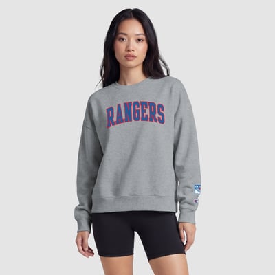  New York Rangers Champion Women's Applique Crewneck Sweatshirt - Heather Gray