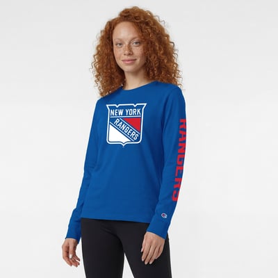  New York Rangers Champion Women's Team Logo Long Sleeve T-Shirt - Royal
