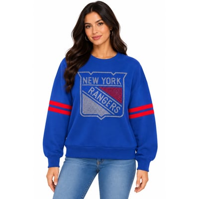 New York Rangers FABGATING by Cuce Women's Ultra-Soft Crystal Fleece Sweatshirt - Blue/Red