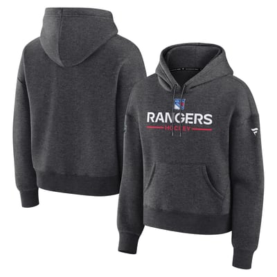 New York Rangers Fanatics Women's Authentic Pro Primary Pullover Hoodie - Charcoal