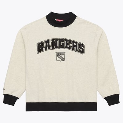  New York Rangers Mitchell & Ness Women's Cookies & Cream Mock Neck Pullover - Cream