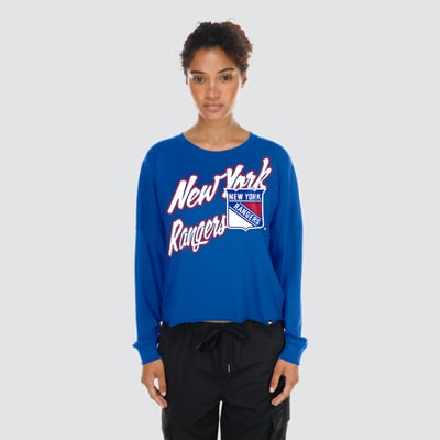  New York Rangers New Era Women's Oversized Boxy Long Sleeve T-Shirt - Blue