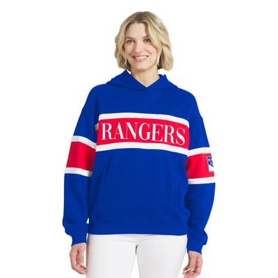  New York Rangers WEAR by Erin Andrews Women's Colorblock Stripe Hoodie - Blue