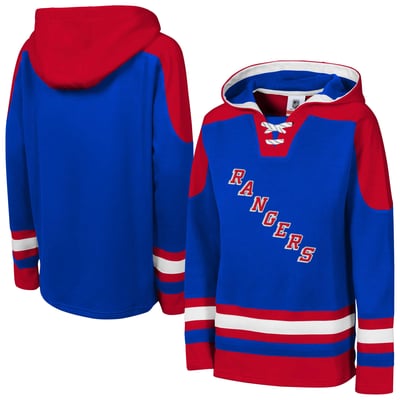 New York Rangers Outerstuff Youth Ageless Must Have Home Raglan V-Neck Hoodie - Blue