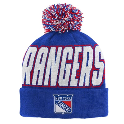 New York Rangers Outerstuff Youth Cuffed Knit Hat with Pom - Blue