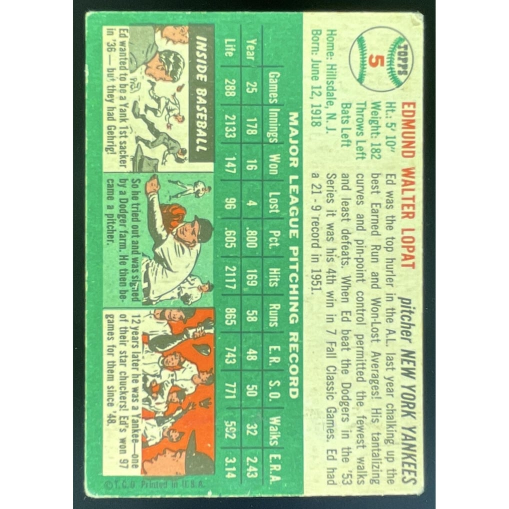 1954 Topps #5 Ed Lopat