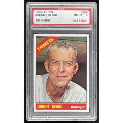 1966 Topps #296 Johnny Keane PSA 8