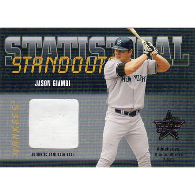 2002 Leaf Rookies and Stars Statistical Standouts Materials #SS17 Jason Giambi Base