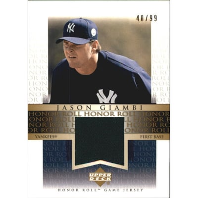 2002 Upper Deck Honor Roll Game Jersey Gold #JJG3 Jason Giambi Cap