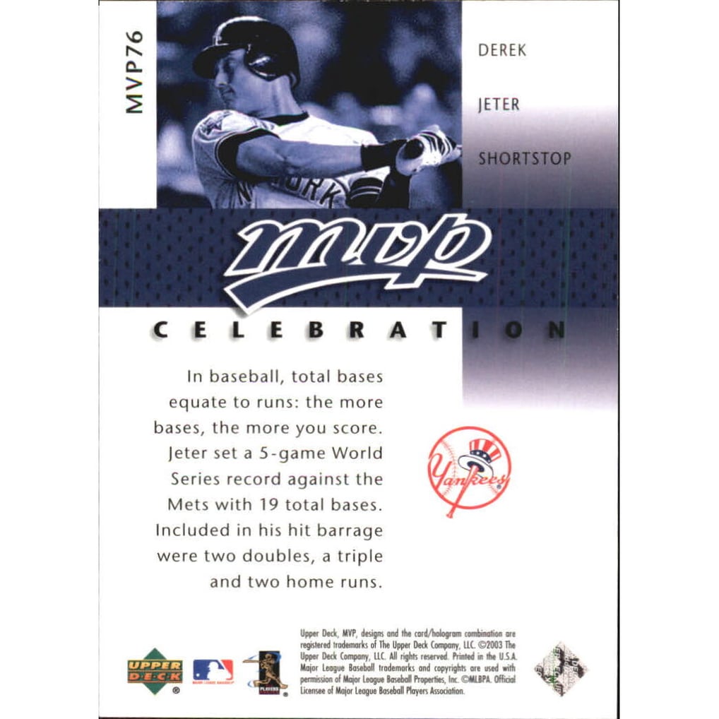 2003 Upper Deck MVP Celebration #76 Derek Jeter MM/2000