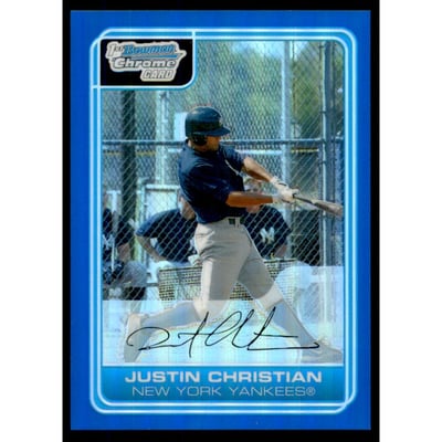 2006 Bowman Chrome Prospects Blue Refractors #BC186 Justin Christian