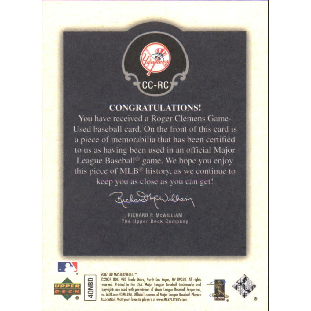 2007 UD Masterpieces Captured on Canvas #RC Roger Clemens