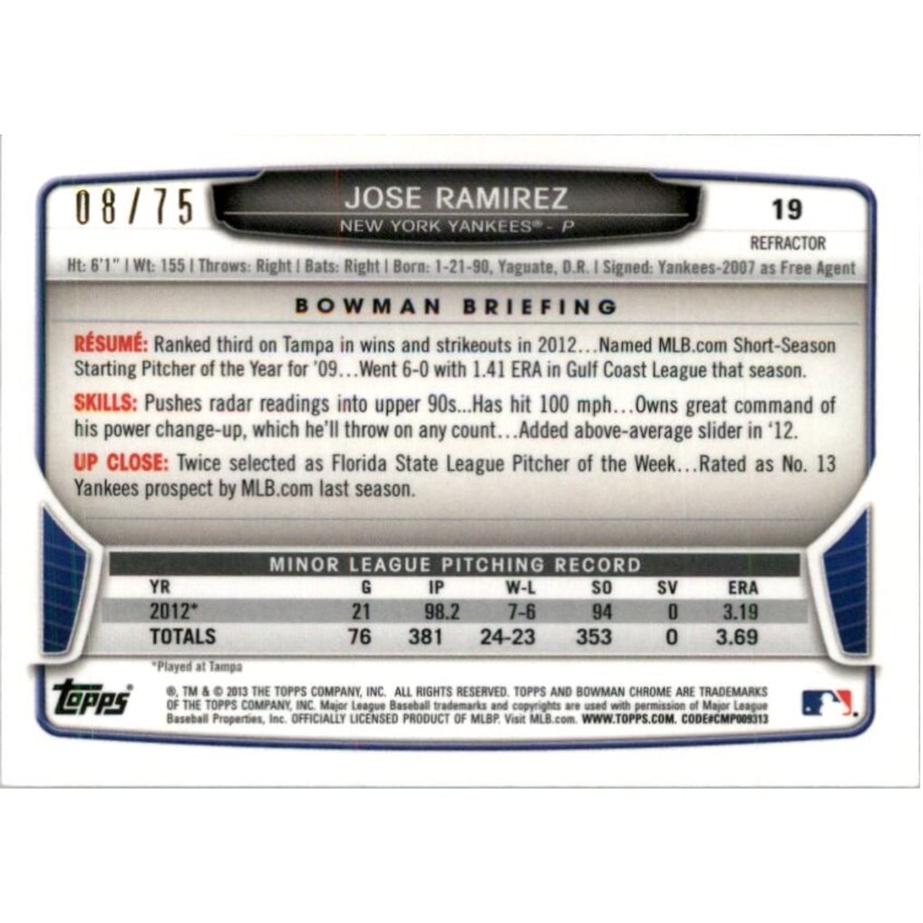 2013 Bowman Chrome Mini Green Refractors #19 Jose Ramirez