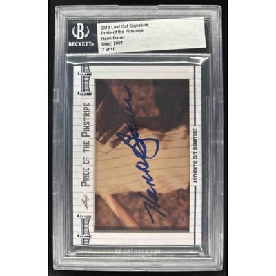 2013 Leaf Cut Signature Pride of the Pinestripe Hank Bauer Auto BGS Authentic