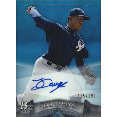2014 Bowman Platinum Prospect Autographs Blue Refractors #APJC Jose Campos
