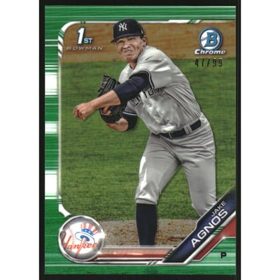 2019 Bowman Chrome Draft Green Refractors #BDC72 Jake Agnos