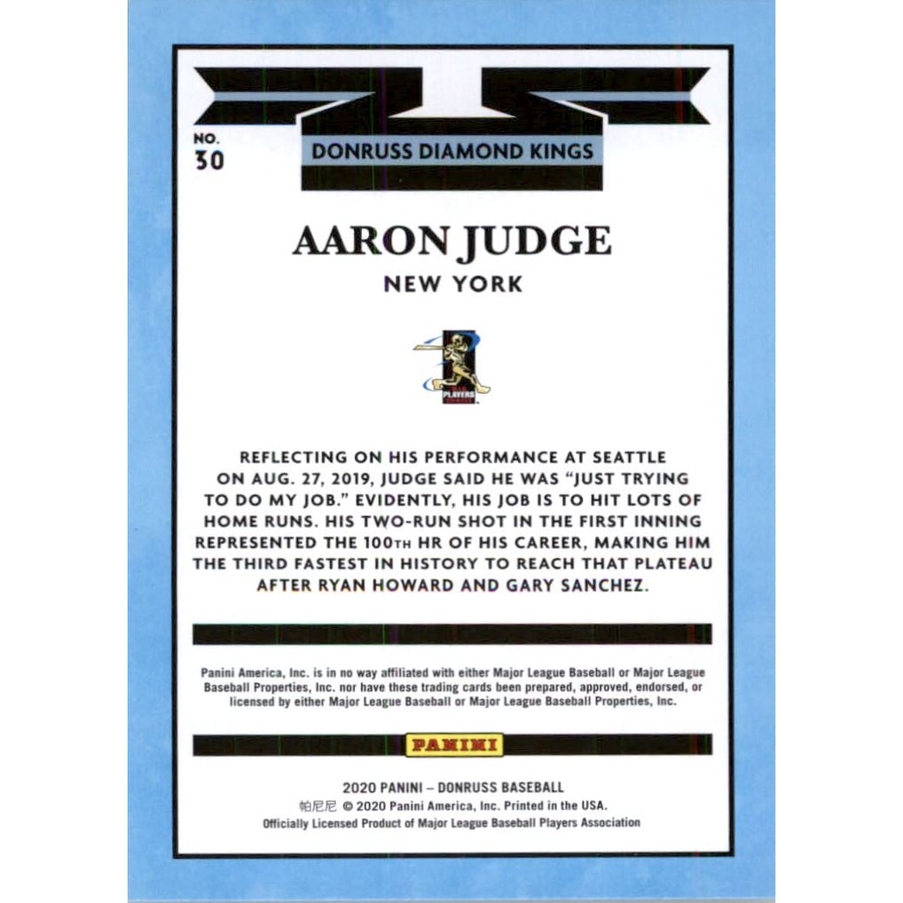 2020 Donruss #30 Aaron Judge DK