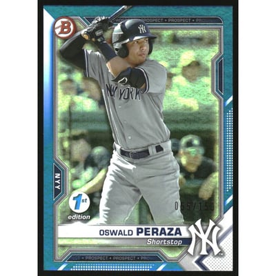 2021 Bowman 1st Edition Blue Foil #BFE50 Oswald Peraza