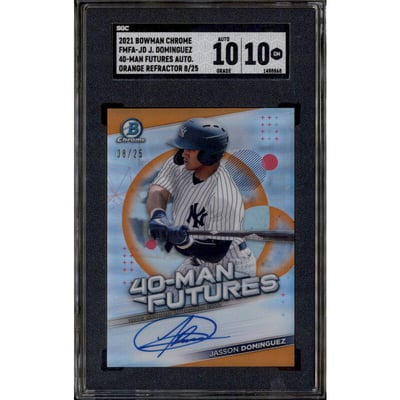 2021 Bowman Chrome 40 Man Futures Auto Orange Jasson Dominguez /25 SGC 10