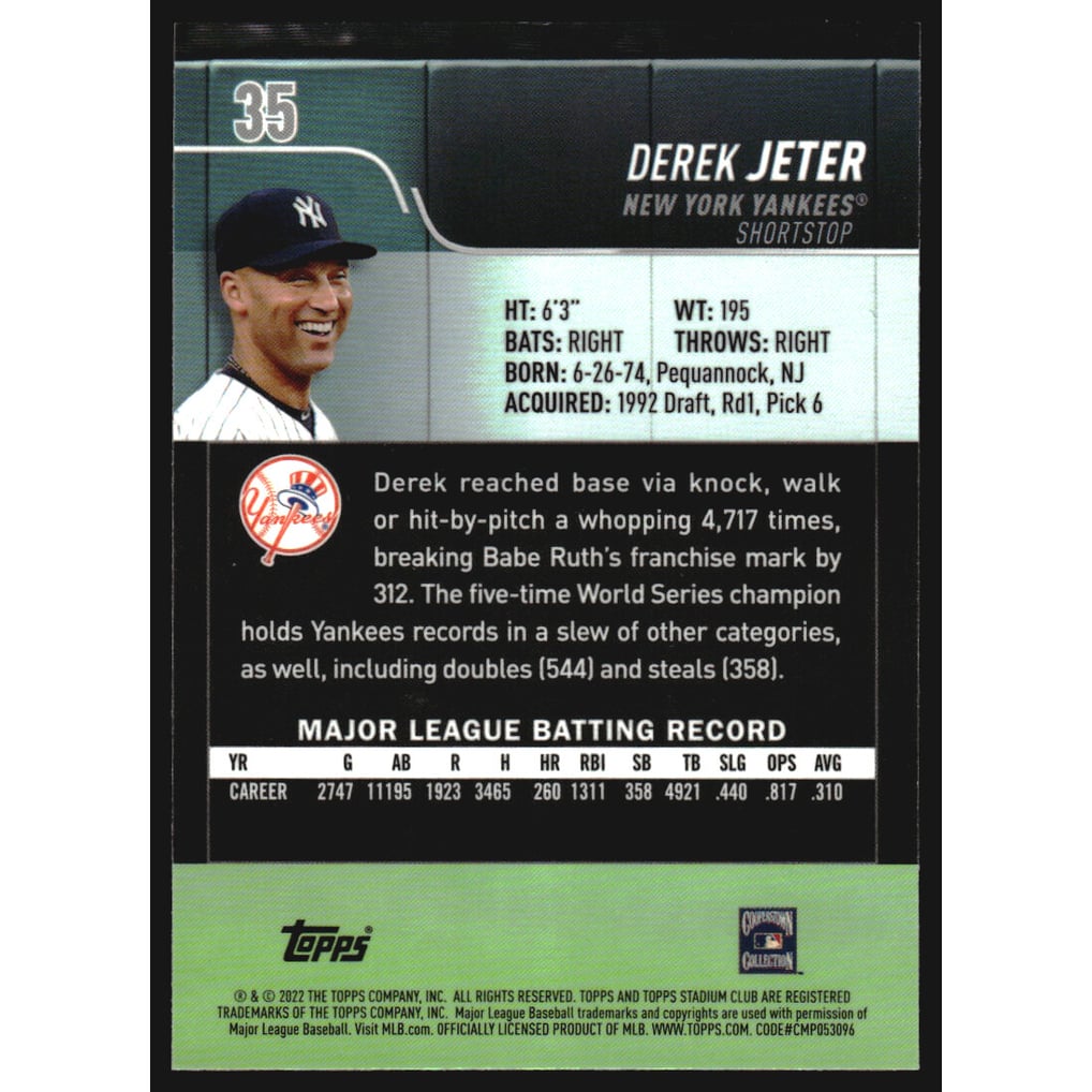 2022 Stadium Club Chrome Insert #35 Derek Jeter