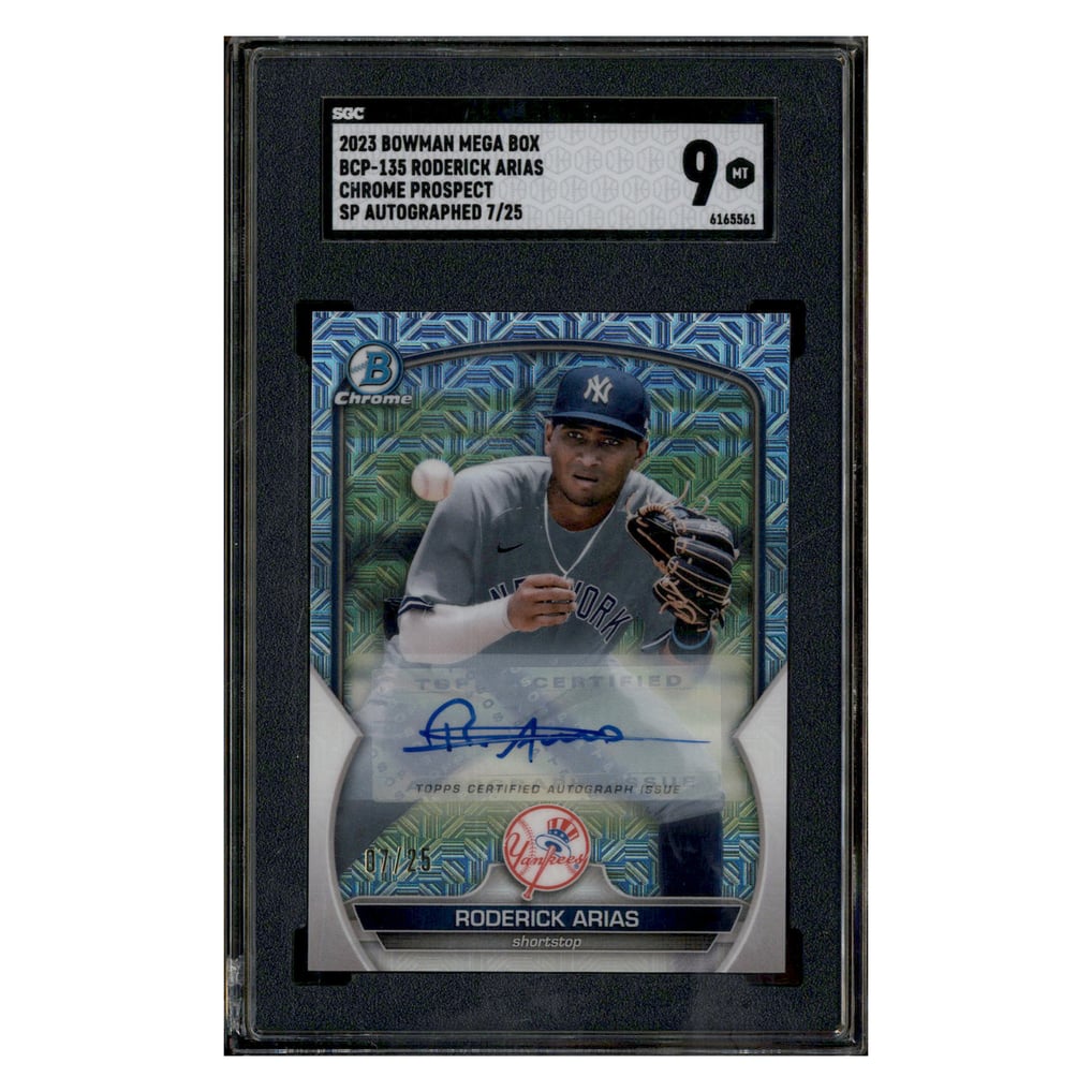 2023 Bowman Chrome Mega Box Autograph Roderick Arias Auto SP /25 SGC 9