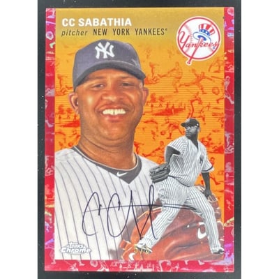2023 Topps Chrome Platinum Anniversary Toile Cream/Red #470 CC Sabathia /5