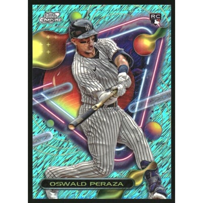 2023 Topps Cosmic Chrome Aqua Equinox Refractors #84 Oswald Peraza