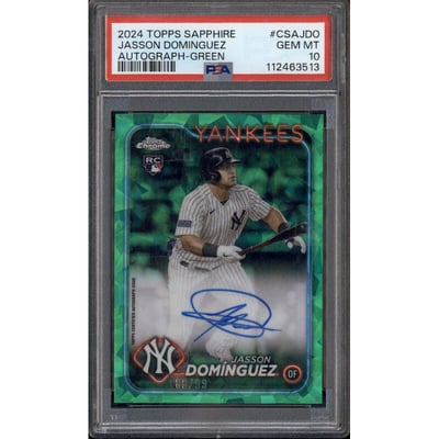 2024 Topps Chrome Sapphire Auto Green #CSAJDO Jasson Dominguez RC /99 PSA 10