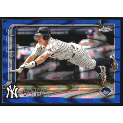 2025 Topps Chrome Blue RayWave Refractors #162 Anthony Volpe