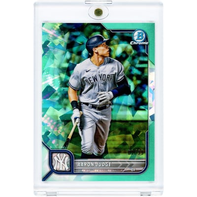 Aaron Judge New York Yankees 2021 Bowman Chrome Sapphire Green Atomic Refractors #90 #1/99 Card 