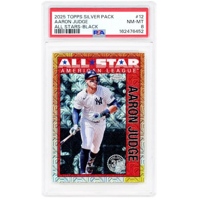 Aaron Judge New York Yankees 2025 Topps Silver Pack All Stars Black Refractor #90ASC-12 #8/10 PSA Authenticated 8 Card