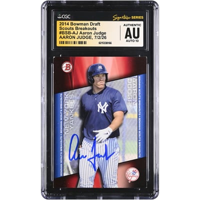 Aaron Judge New York Yankees Autographed 2014 Bowman Draft Scouts Breakouts #BSB-AJ CGC Fanatics Witnessed Authenticated AUTO 10 Card