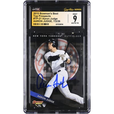 Aaron Judge New York Yankees Autographed 2015 Bowman's Best Top Prospects #TP-21 CGC Fanatics Witnessed Authenticated 9/10 Card
