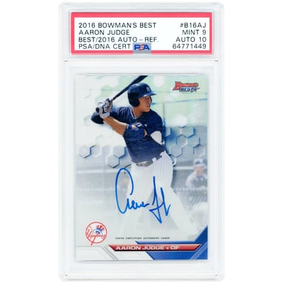 Aaron Judge New York Yankees Autographed 2016 Bowman's Best of 2016 Refractor #B16-AJ PSA Authenticated 9/10 Card