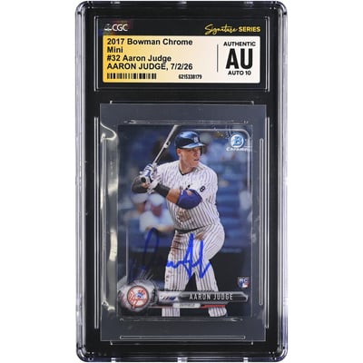 Aaron Judge New York Yankees Autographed 2017 Bowman Chrome Mini #32 CGC Fanatics Witnessed Authenticated AUTO 10 Rookie Card